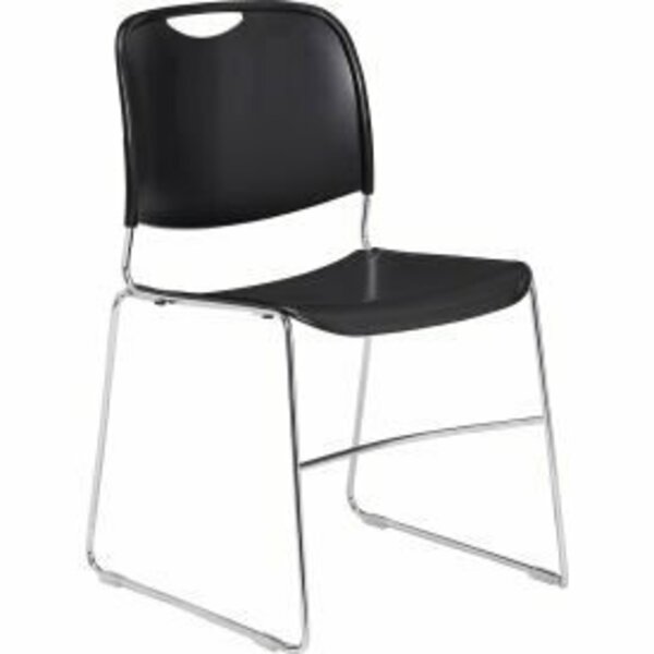 National Public Seating Interion Stacking Chairs With Mid Back, Plastic, Black INT-8510